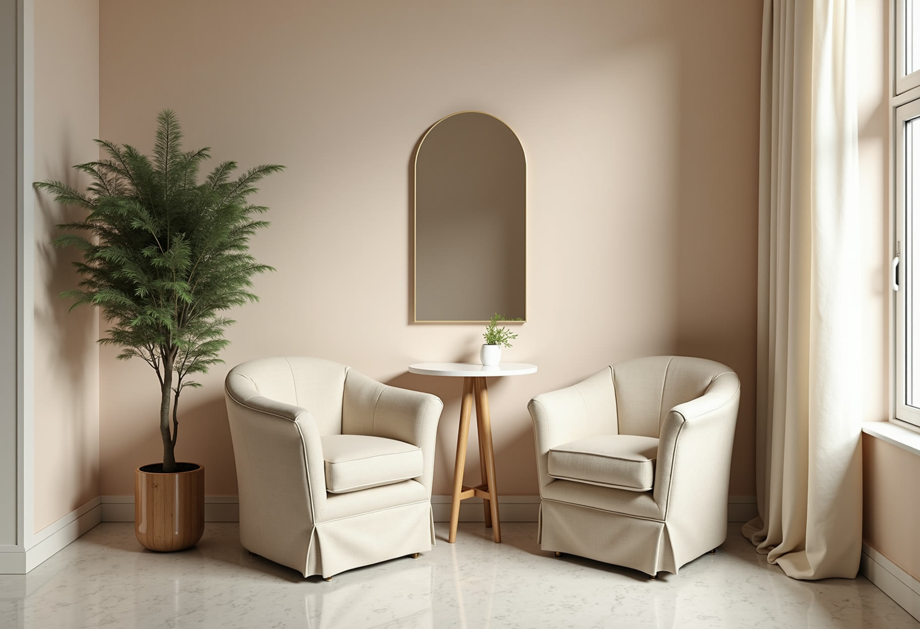Two chairs, booked with room to breathe.