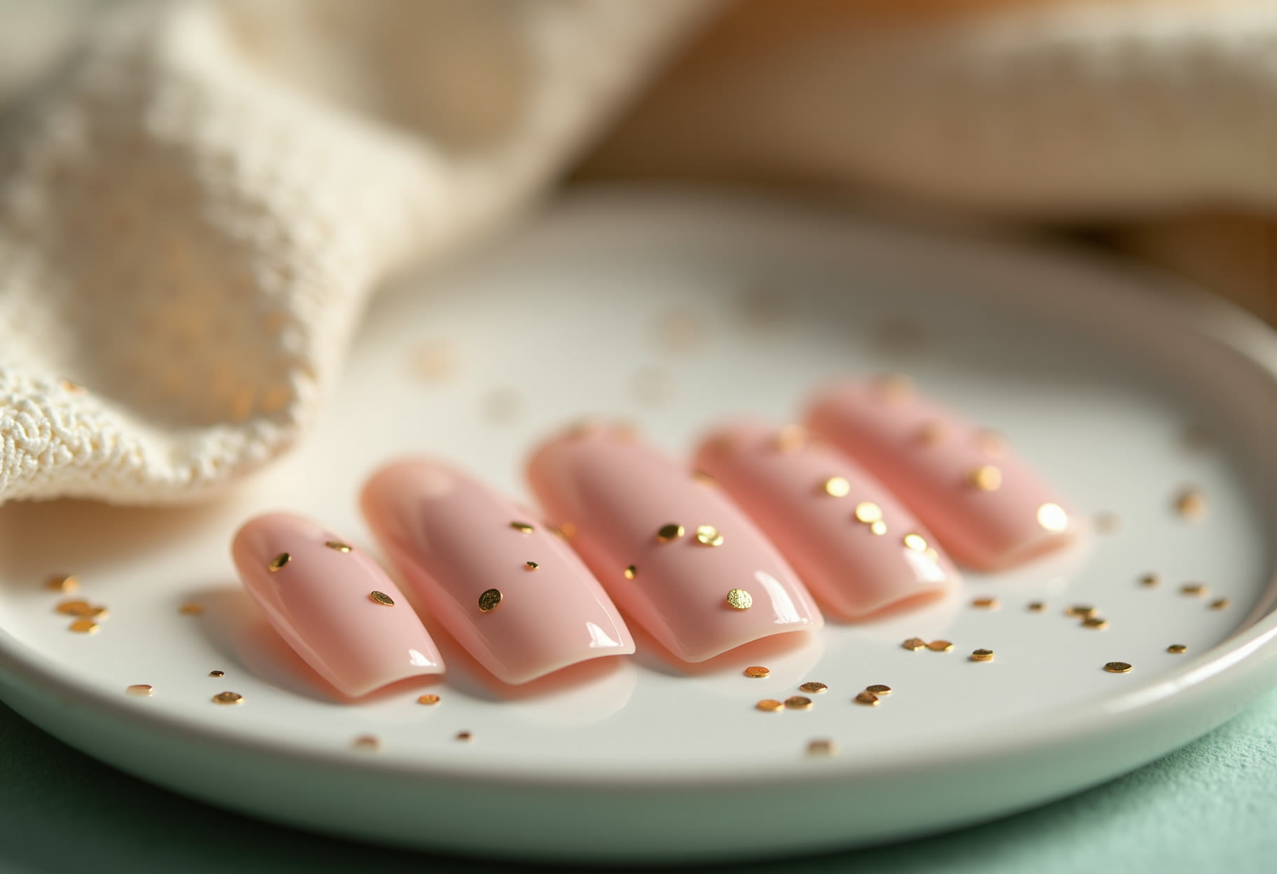 Milky pink with gold foil flake